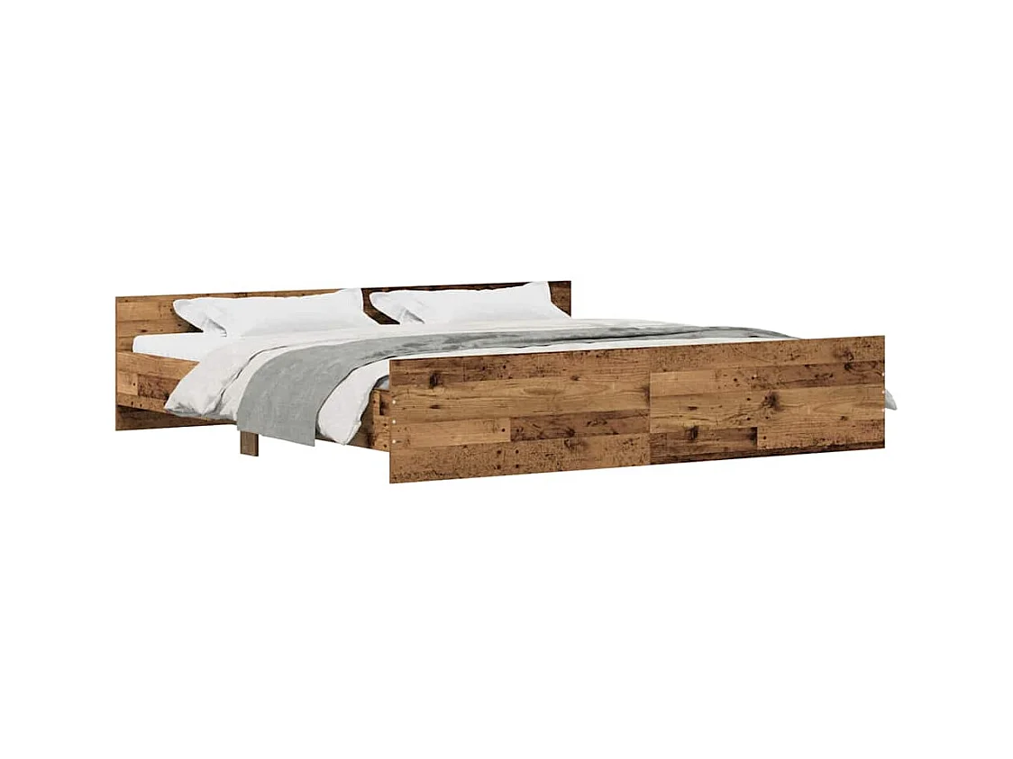 Lit double | Lit adulte | Cadre de lit Bois ancien 200x200 cm Bois d'ingénierie