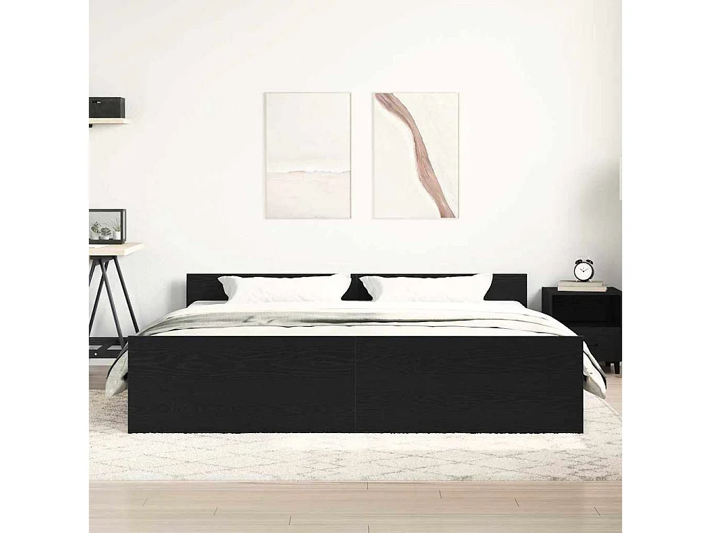 Lit double | Lit adulte | Cadre de lit Chêne noir 180x200 cm Bois d'ingénierie