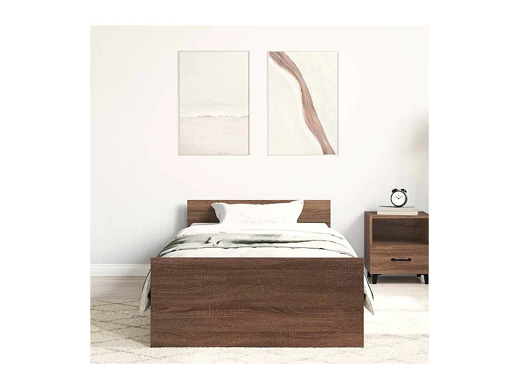 Lit simple | Lit adulte, enfant | Cadre de lit chêne marron 100x200 cm