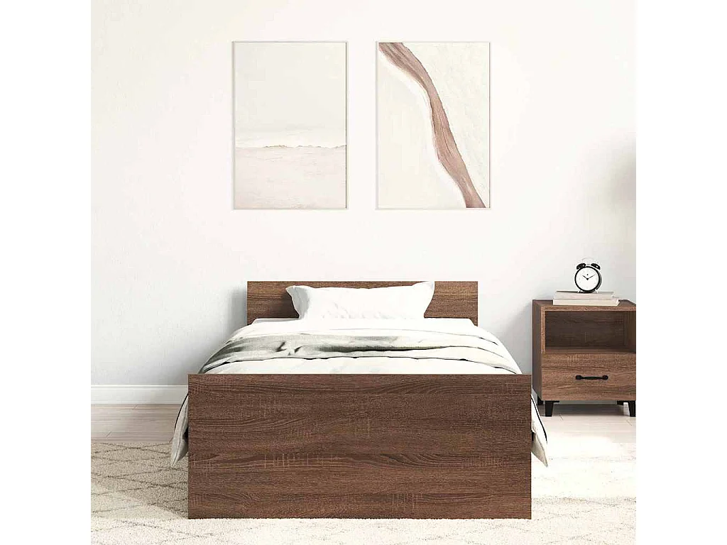 Lit simple | Lit adulte, enfant | Cadre de lit chêne marron 100x200 cm