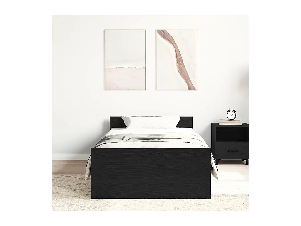 Lit simple | Lit adulte, enfant | Cadre de lit chêne noir 90x200cm bois d'ingénierie