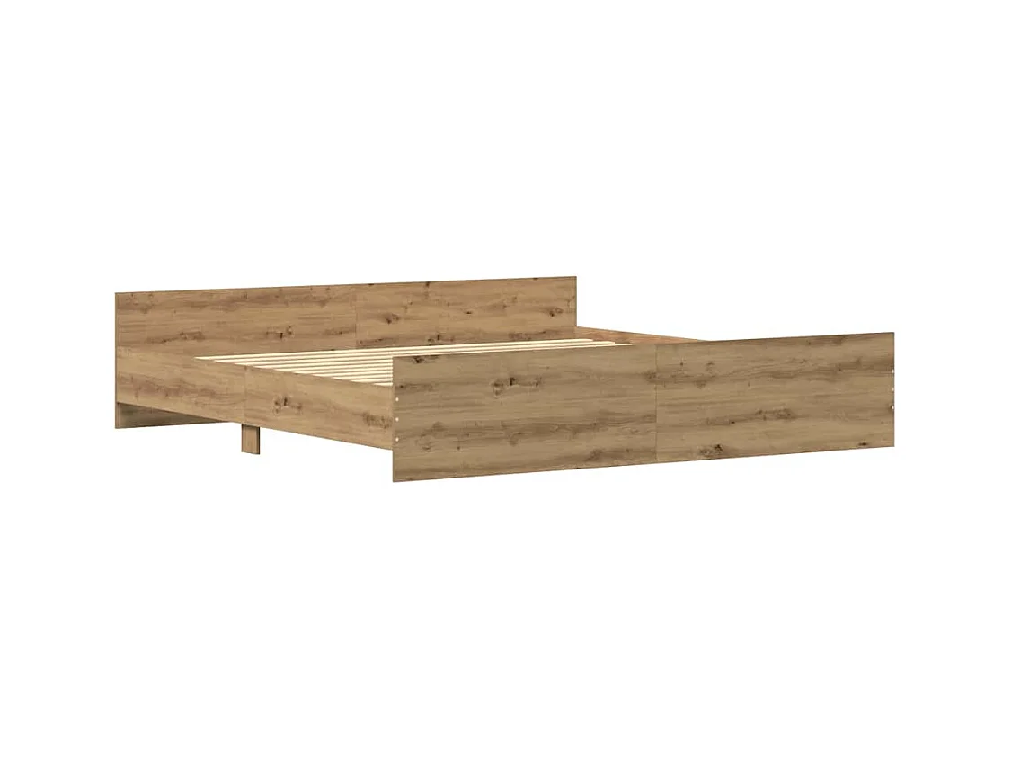 Lit double | Lit adulte | Cadre de lit chêne artisanal 200x200 cm Bois d'ingénierie