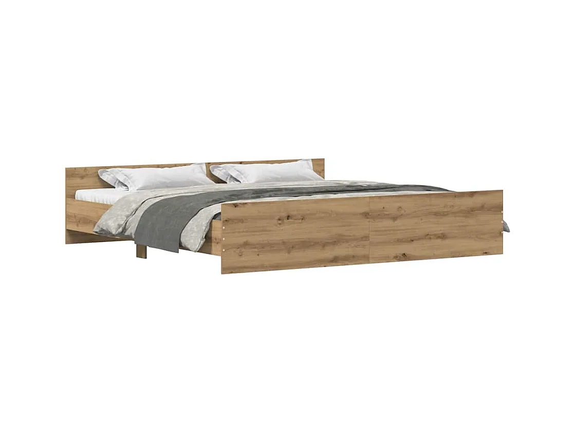 Lit double | Lit adulte | Cadre de lit chêne artisanal 200x200 cm Bois d'ingénierie