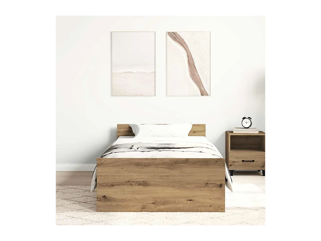 Lit simple | Lit adulte, enfant | Cadre de lit chêne artisanal 75x190 cm