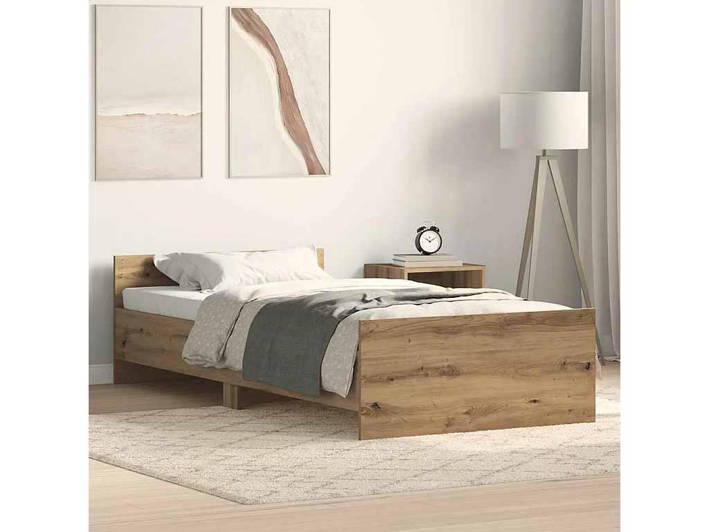 Lit simple | Lit adulte, enfant | Cadre de lit chêne artisanal 75x190 cm