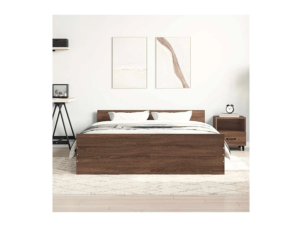 Lit double | Lit adulte | Cadre de lit chêne marron 150x200 cm