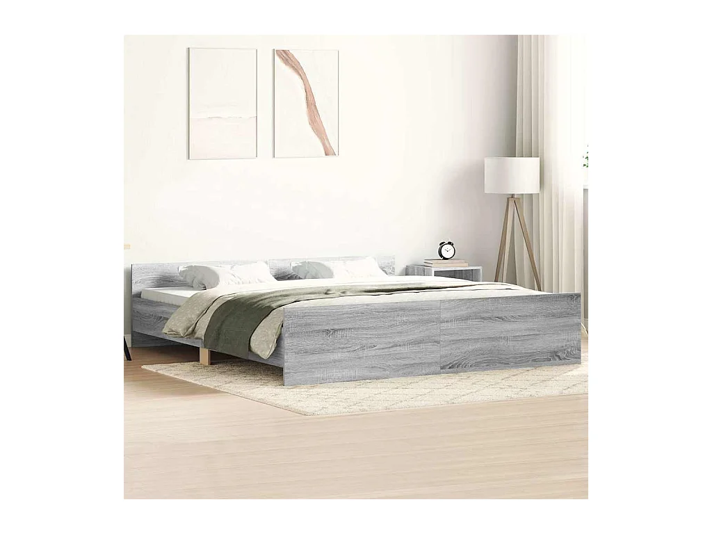 Lit double | Lit adulte | Cadre de lit sonoma gris 200x200 cm