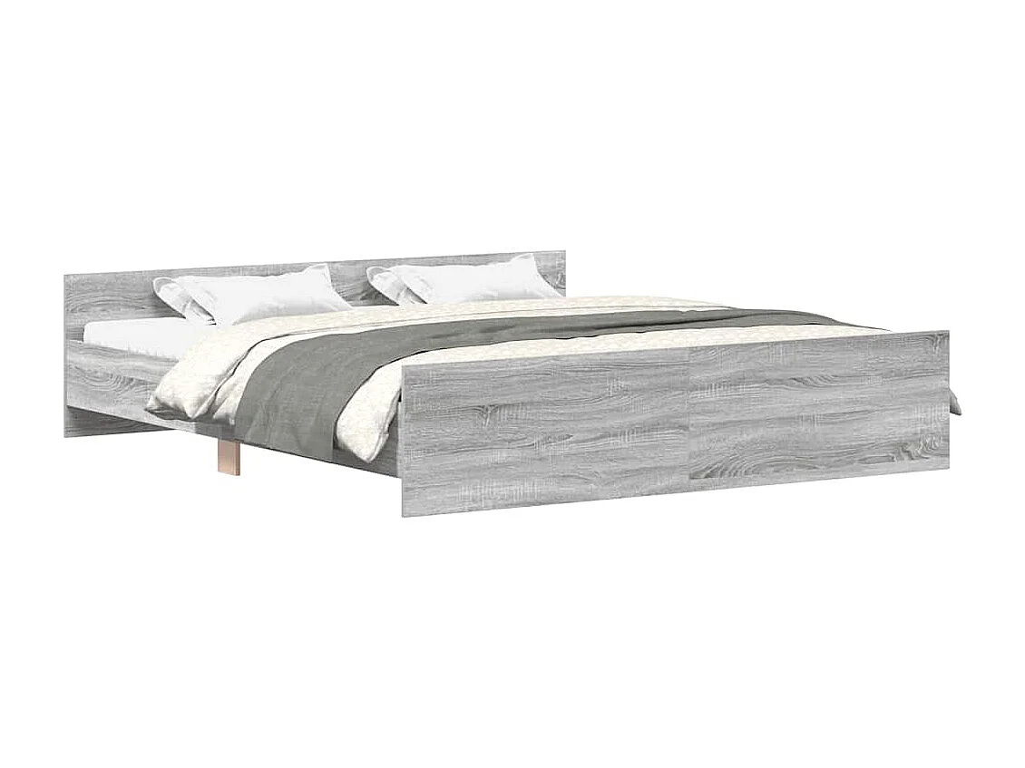 Lit double | Lit adulte | Cadre de lit sonoma gris 200x200 cm