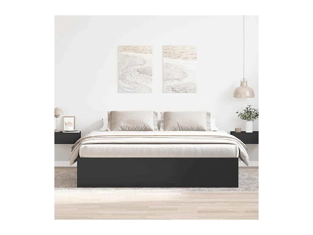 Lit double | Lit adulte | Cadre de lit noir 180x200 cm