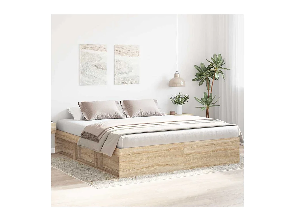 Lit double | Lit adulte | Cadre de lit chêne sonoma 180x200 cm