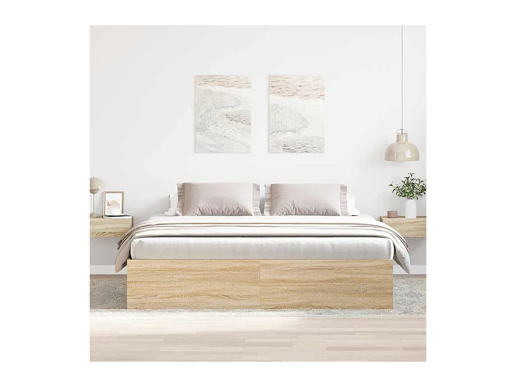 Lit double | Lit adulte | Cadre de lit chêne sonoma 180x200 cm