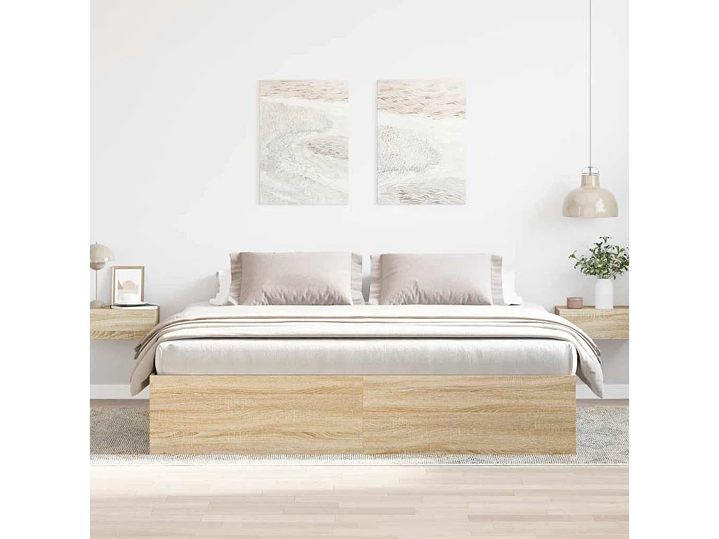 Lit double | Lit adulte | Cadre de lit chêne sonoma 180x200 cm