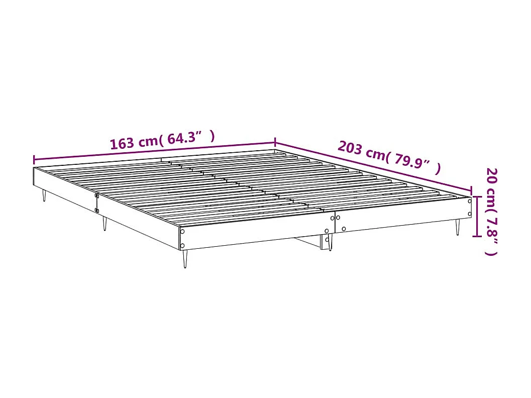 Lit double | Lit adulte | Cadre de lit gris béton 160x200 cm