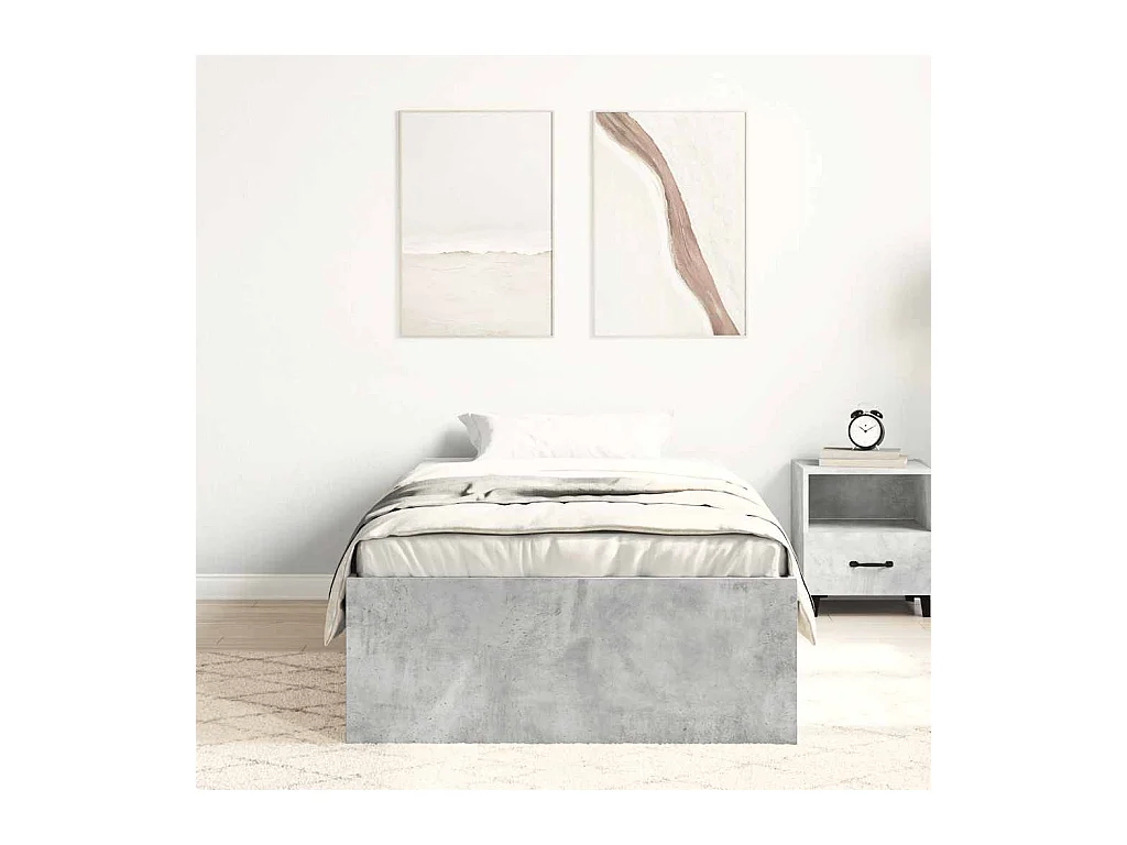 Lit simple | Lit adulte, enfant | Cadre de lit gris béton 90x200 cm