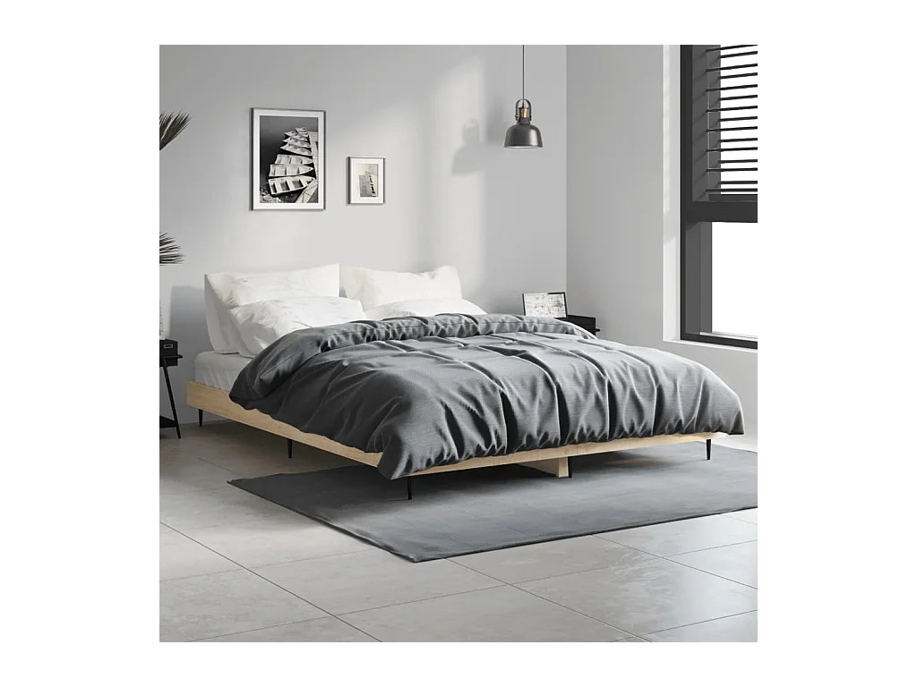 Lit double | Lit adulte | Cadre de lit chêne sonoma 135x190 cm