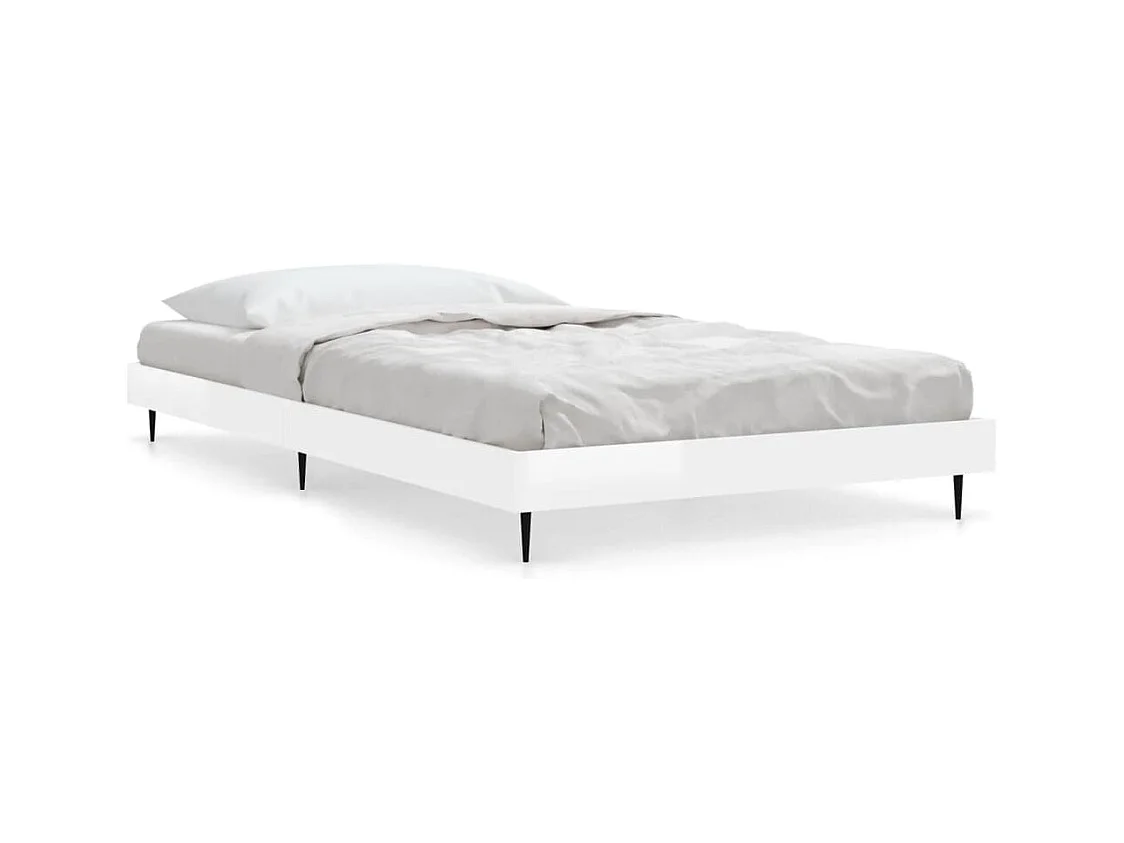 Lit simple | Lit adulte, enfant | Cadre de lit blanc brillant 90x200 cm