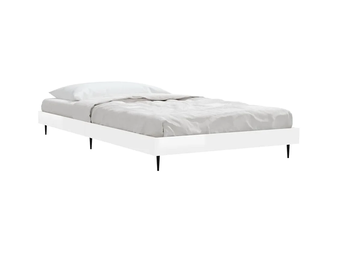 Lit simple | Lit adulte, enfant | Cadre de lit blanc brillant 90x200 cm