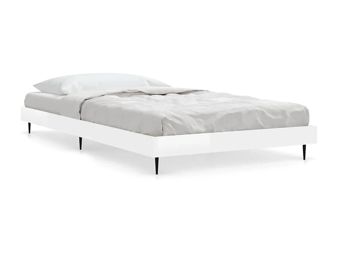 Lit simple | Lit adulte, enfant | Cadre de lit blanc brillant 90x200 cm