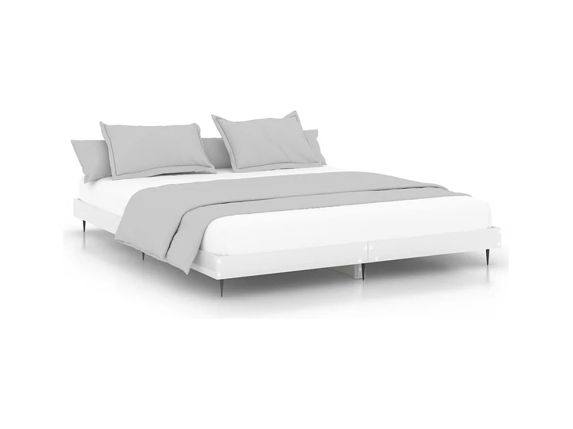 Lit double | Lit adulte | Cadre de lit blanc brillant 160x200 cm