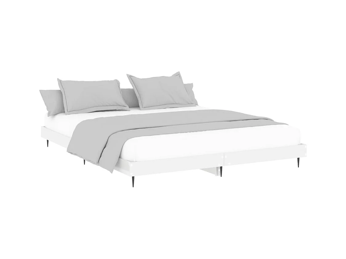 Lit double | Lit adulte | Cadre de lit blanc brillant 160x200 cm