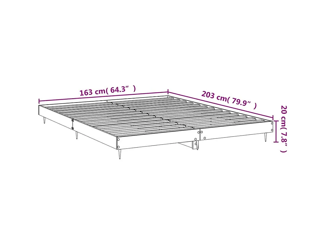 Lit double | Lit adulte | Cadre de lit blanc brillant 160x200 cm