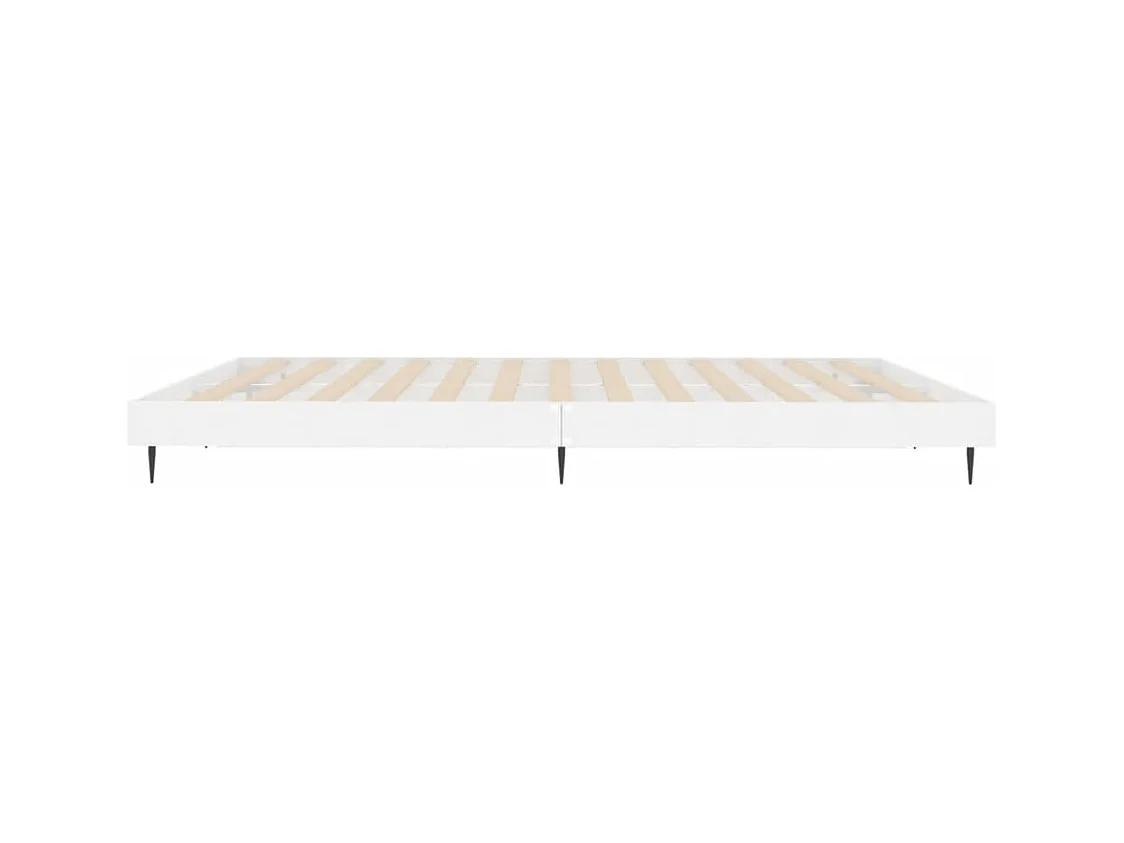 Lit double | Lit adulte | Cadre de lit blanc brillant 160x200 cm