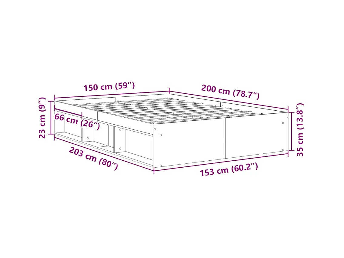 Lit double | Lit adulte | Cadre de lit blanc 150x200 cm
