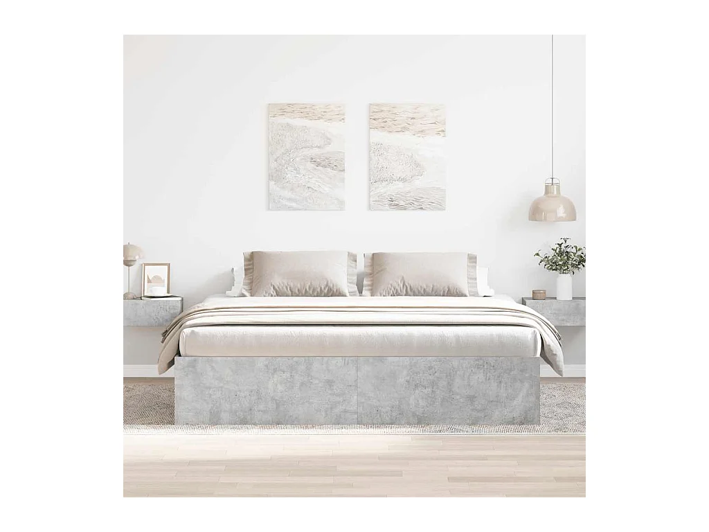 Lit double | Lit adulte | Cadre de lit gris béton 180x200 cm