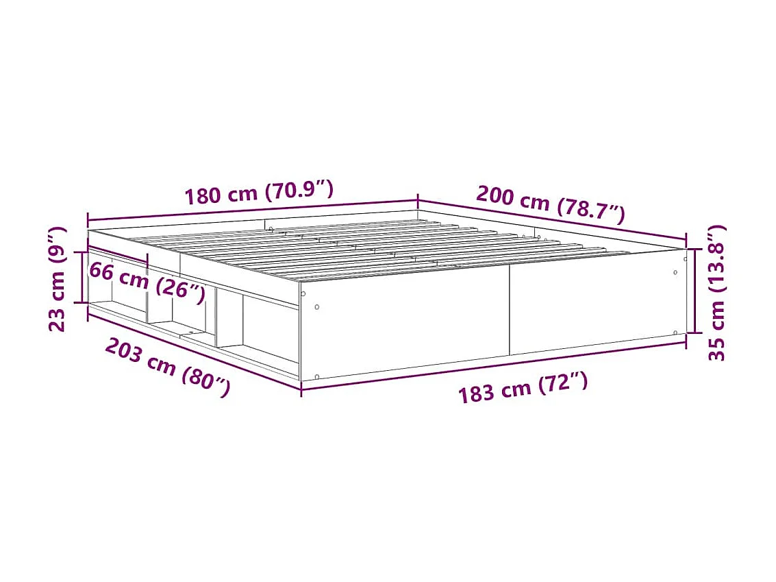 Lit double | Lit adulte | Cadre de lit gris béton 180x200 cm