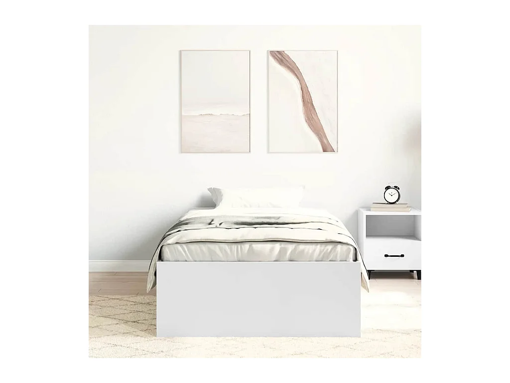 Lit simple | Lit adulte, enfant | Cadre de lit blanc 90x190 cm