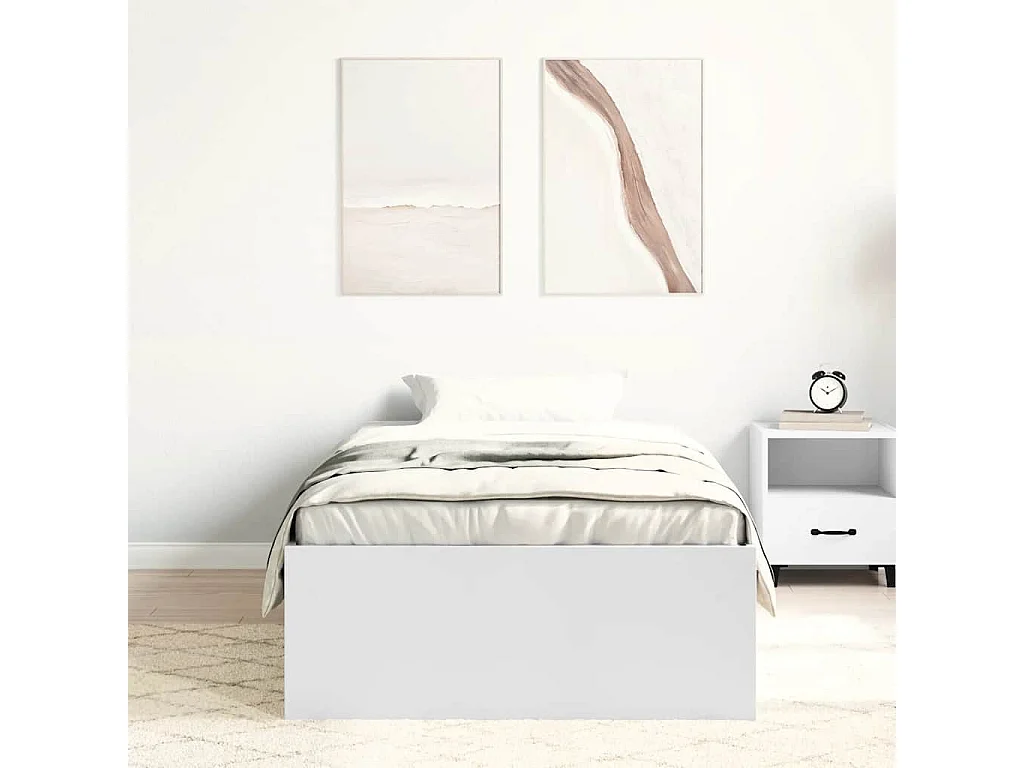 Lit simple | Lit adulte, enfant | Cadre de lit blanc 90x190 cm