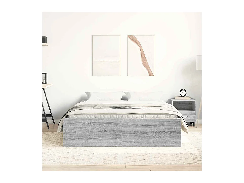 Lit double | Lit adulte | Cadre de lit sonoma gris 160x200 cm