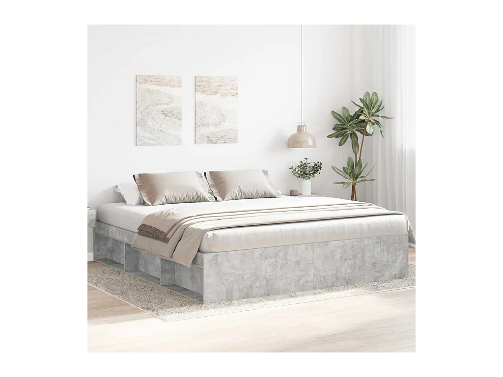 Lit double | Lit adulte | Cadre de lit gris béton 200x200 cm
