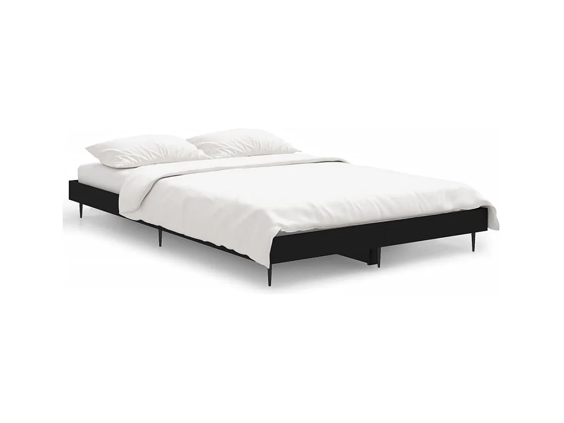 Lit simple | Lit adulte, enfant | Cadre de lit noir 120x190 cm bois d'ingénierie