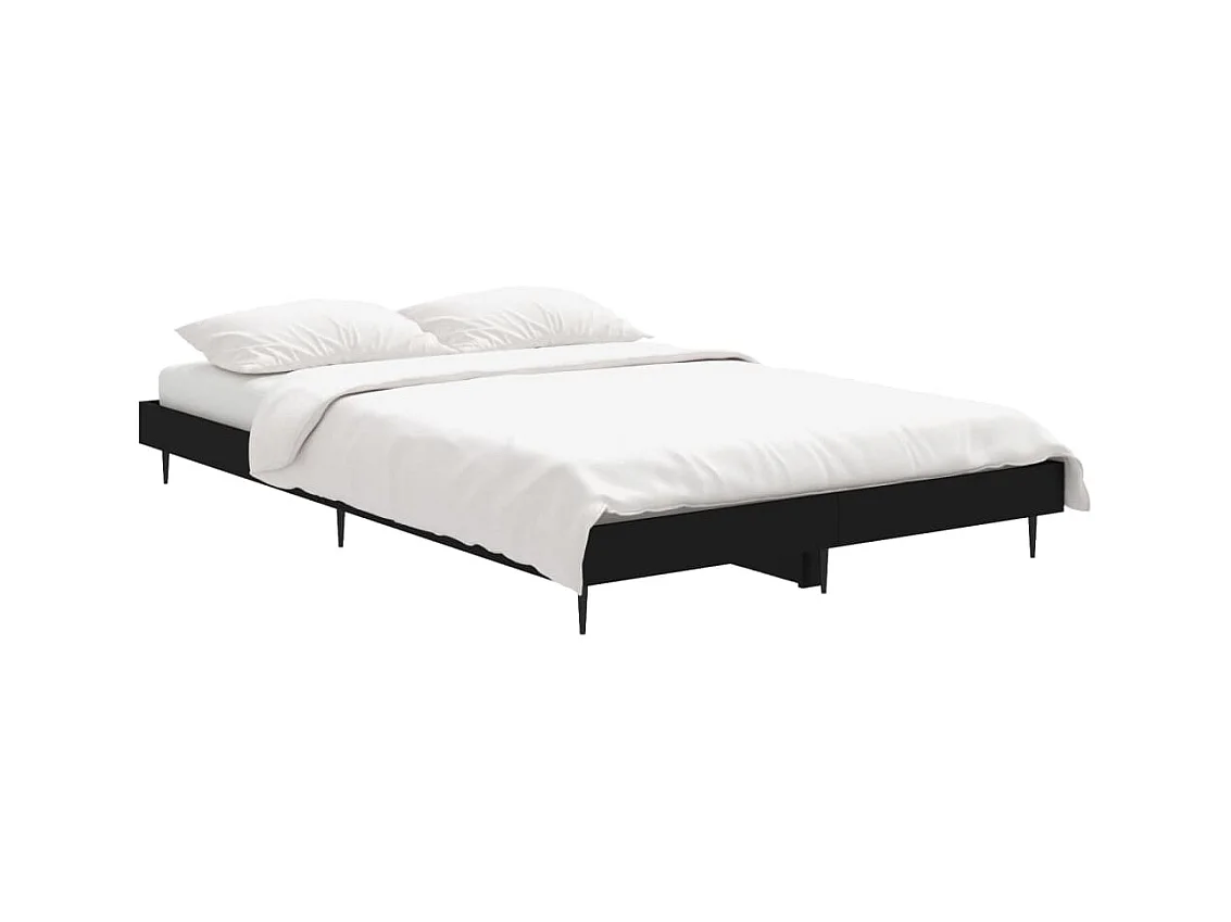 Lit simple | Lit adulte, enfant | Cadre de lit noir 120x190 cm bois d'ingénierie