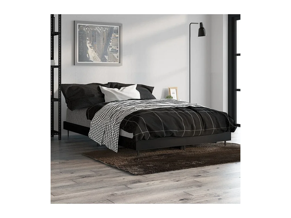 Lit simple | Lit adulte, enfant | Cadre de lit noir 120x190 cm bois d'ingénierie