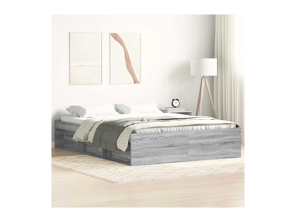 Lit double | Lit adulte | Cadre de lit sonoma gris 140x200 cm