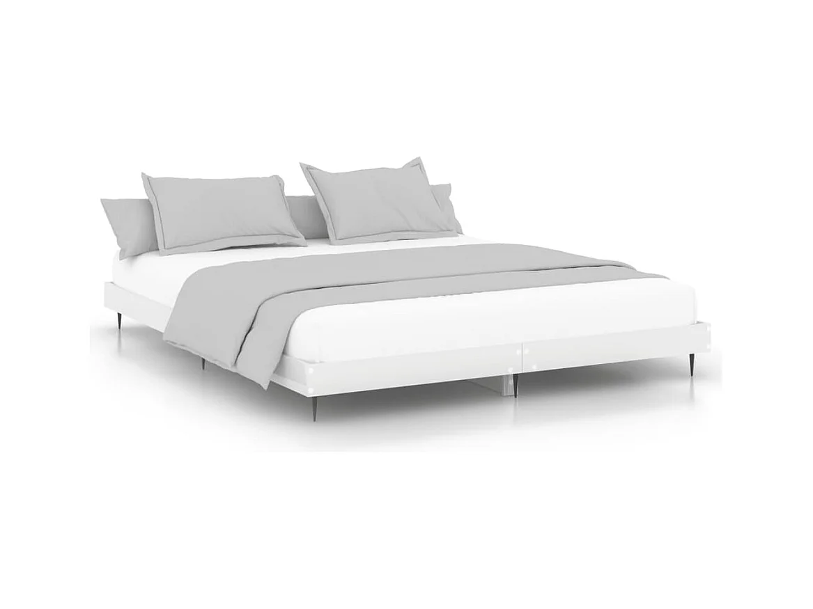 Lit double | Lit adulte | Cadre de lit blanc brillant 180x200 cm