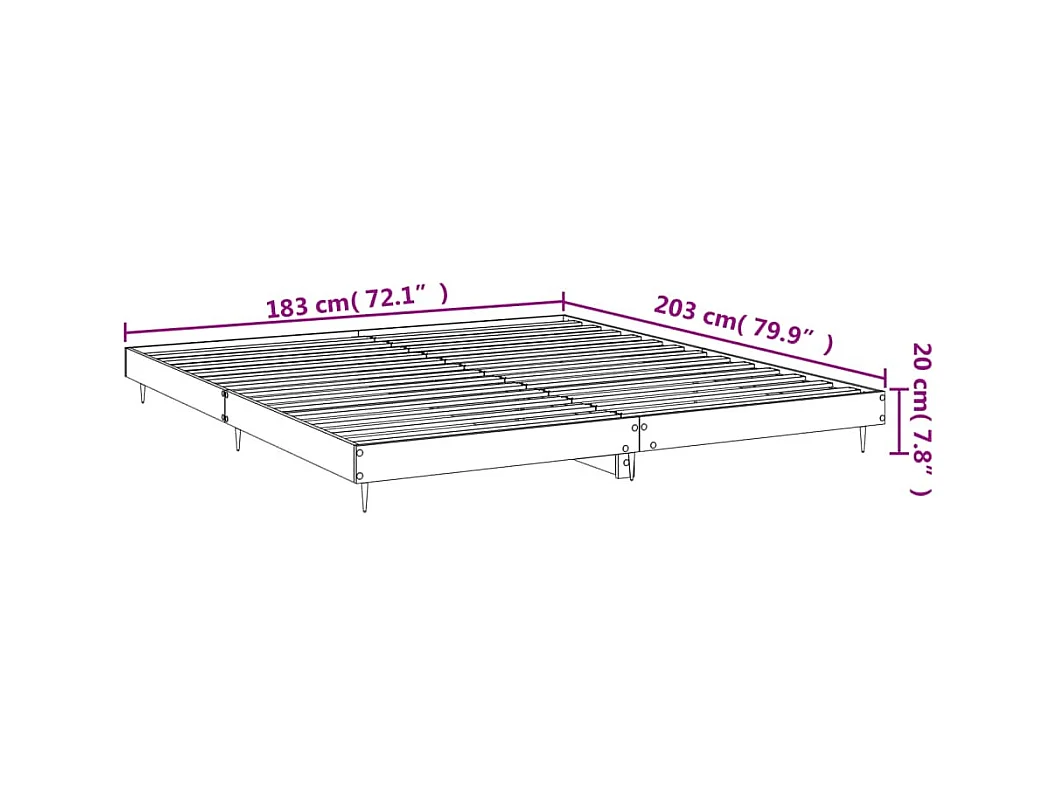Lit double | Lit adulte | Cadre de lit blanc brillant 180x200 cm