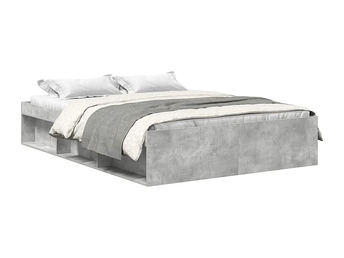 Lit double | Lit adulte | Cadre de lit gris béton 135x190 cm