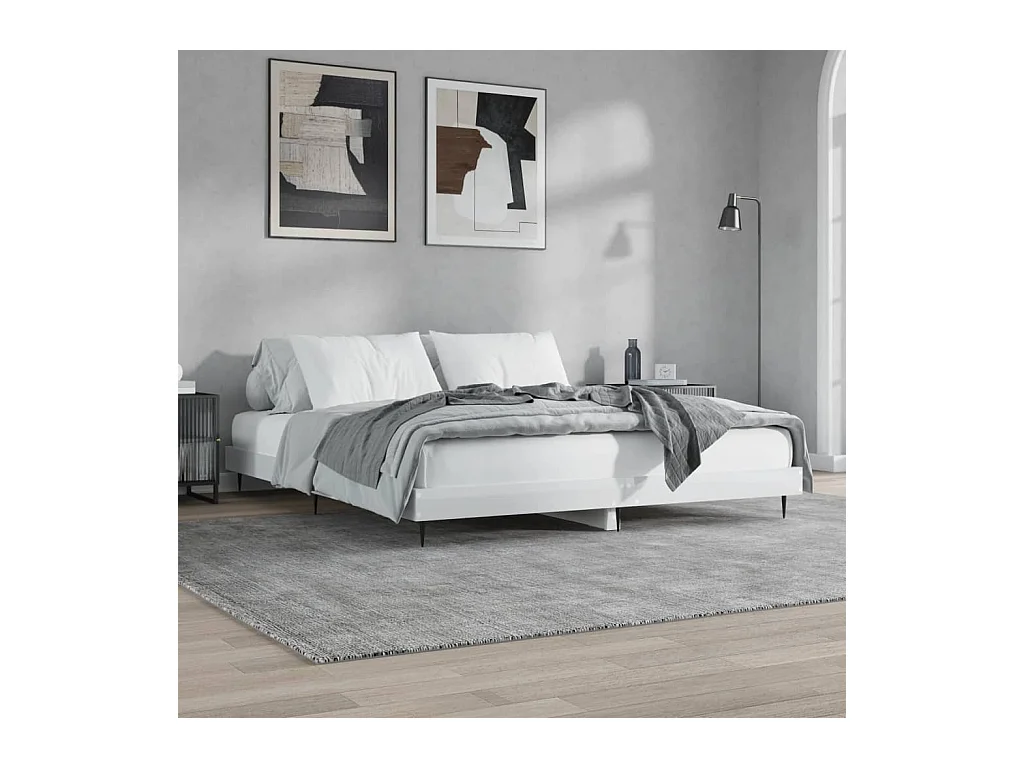 Lit simple | Lit adulte, enfant | Cadre de lit blanc brillant 120x200 cm