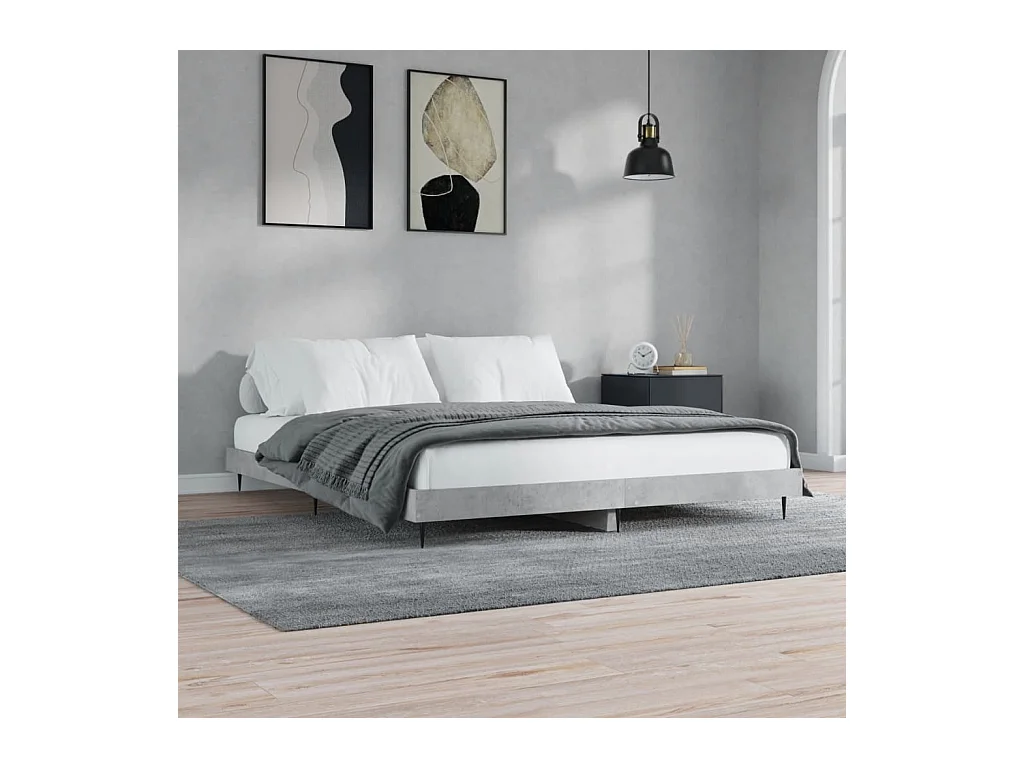 Lit simple | Lit adulte, enfant | Cadre de lit gris béton 120x200 cm