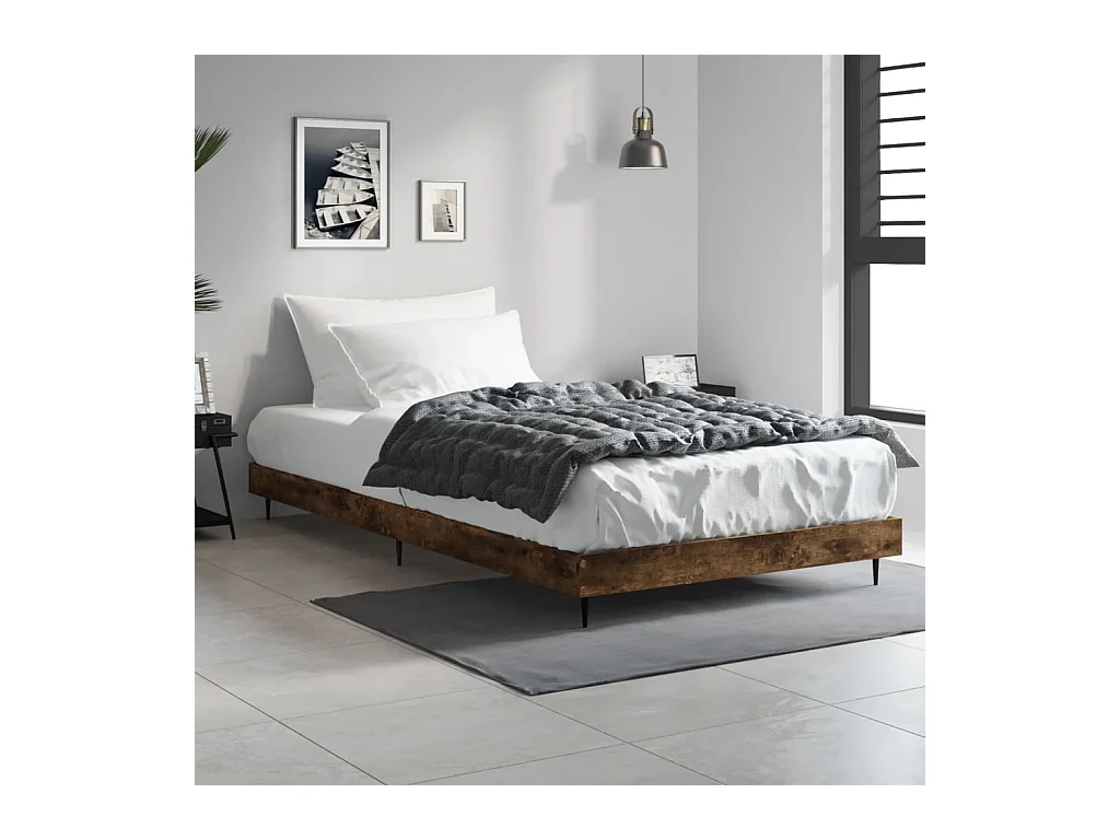 Lit simple | Lit adulte, enfant | Cadre de lit chêne fumé 100x200 cm bois ingénierie