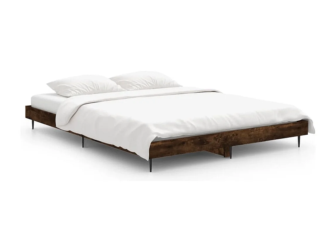 Lit double | Lit adulte | Cadre de lit chêne fumé 140x190 cm bois ingénierie