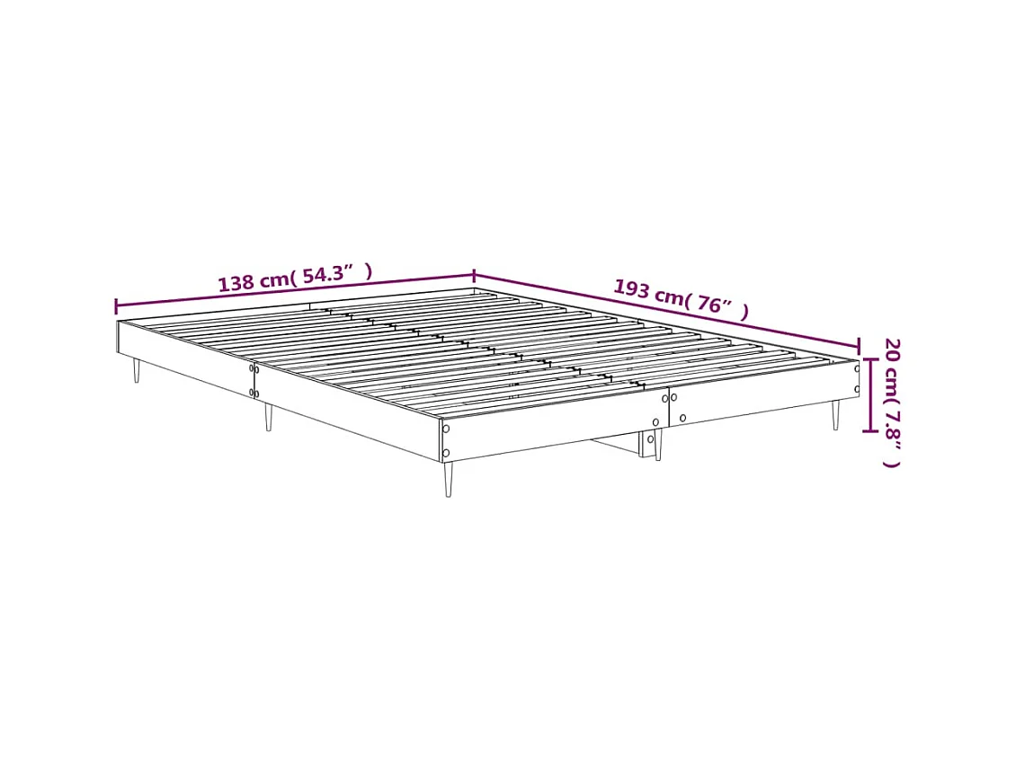 Lit double | Lit adulte | Cadre de lit chêne marron 135x190 cm