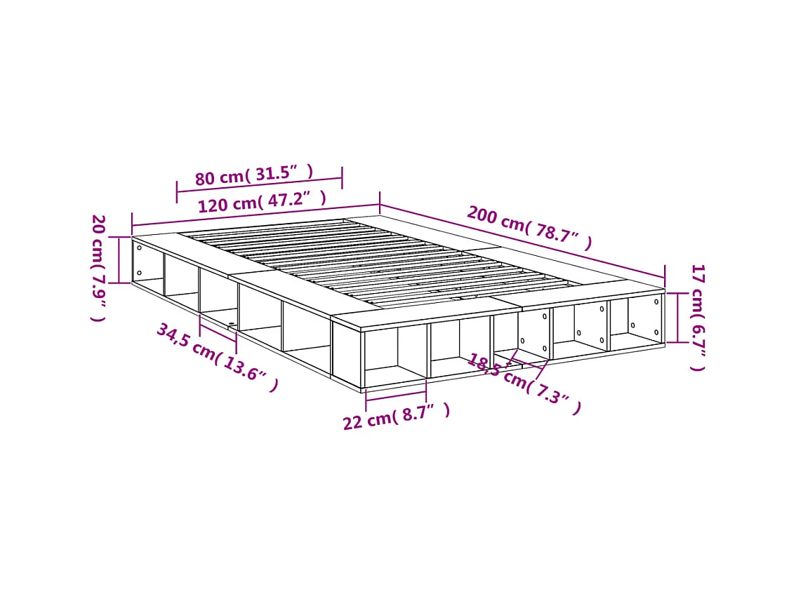 Lit simple | Lit adulte, enfant | Cadre de lit blanc 120x200 cm