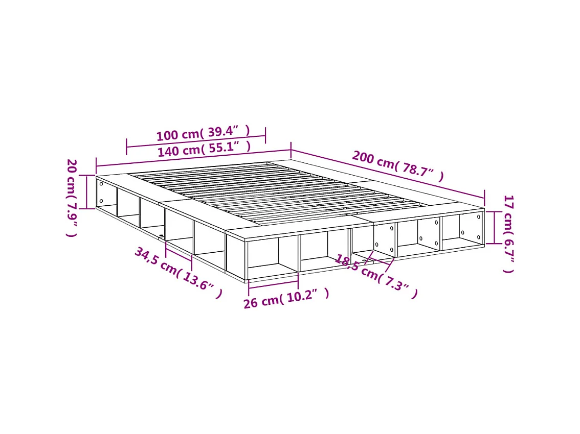 Lit double | Lit adulte | Cadre de lit blanc 140x200 cm