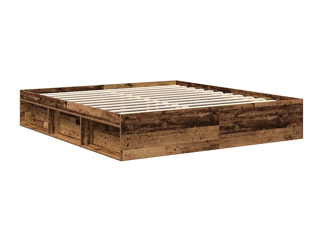 Lit double | Lit adulte | Cadre de lit vieux bois 200x200 cm bois ingénierie