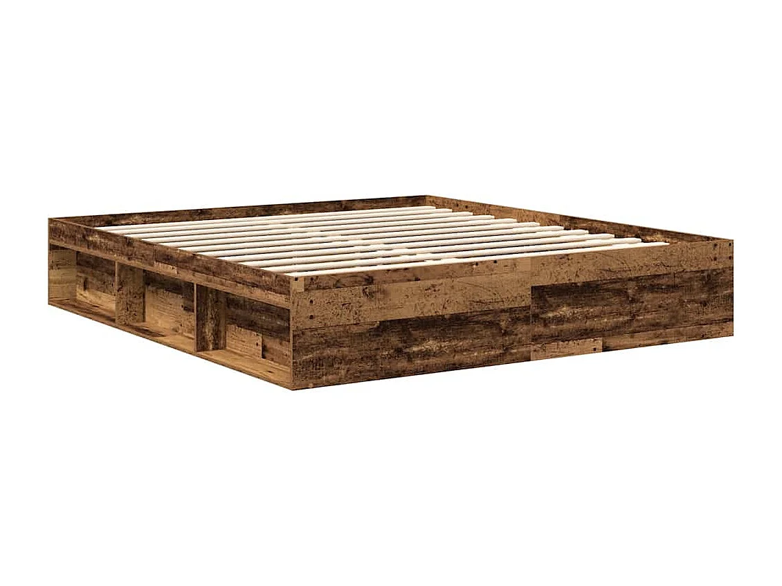 Lit double | Lit adulte | Cadre de lit vieux bois 200x200 cm bois ingénierie