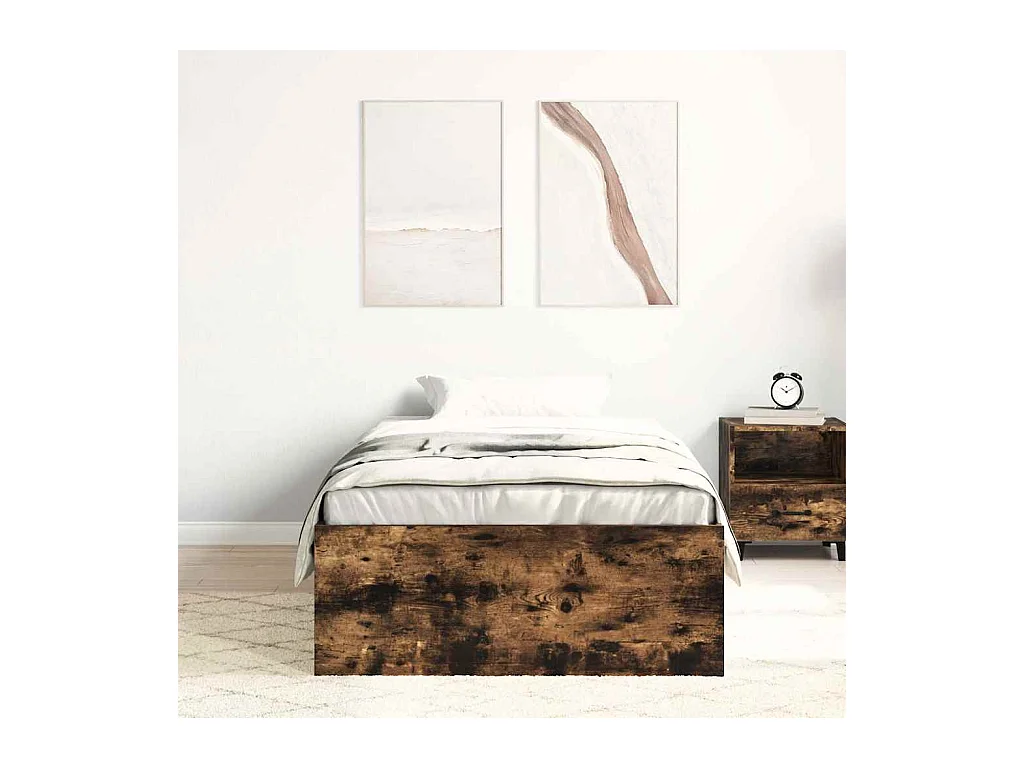 Lit simple | Lit adulte, enfant | Cadre de lit chêne fumé 90x200 cm
